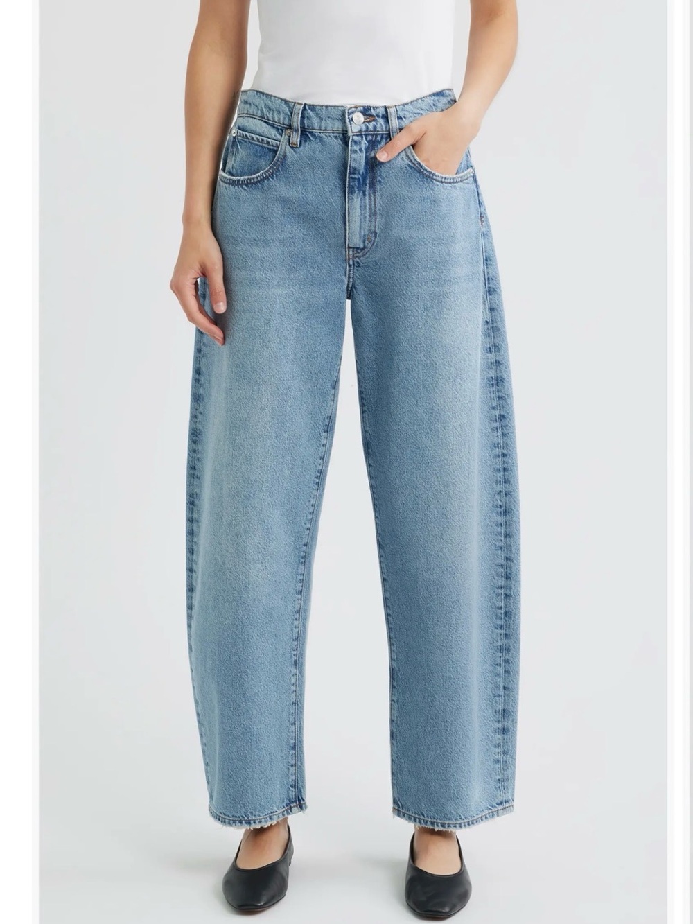 Frame 25 blue cotton low barrel denim oversized relaxed retro non stretch jean